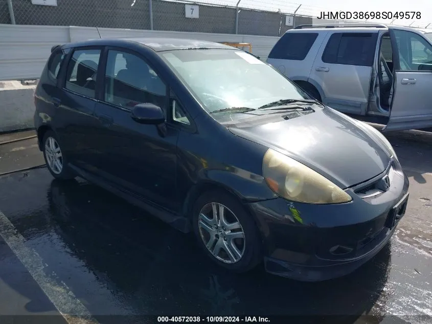 2008 Honda Fit Sport VIN: JHMGD38698S049578 Lot: 40572038