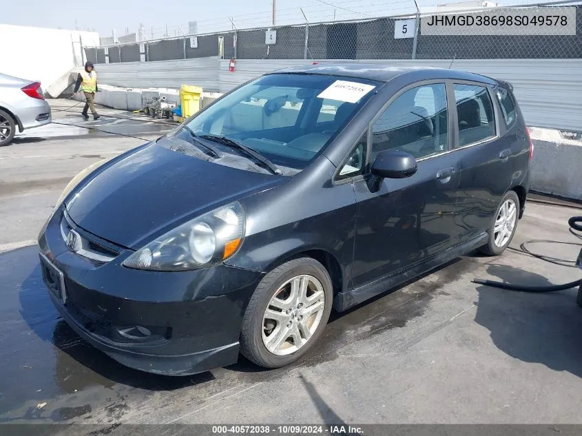 2008 Honda Fit Sport VIN: JHMGD38698S049578 Lot: 40572038