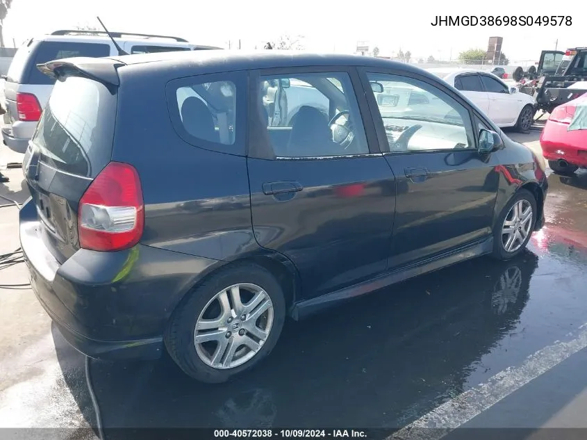 2008 Honda Fit Sport VIN: JHMGD38698S049578 Lot: 40572038