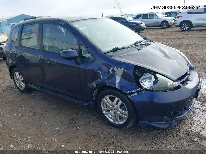 2008 Honda Fit Sport VIN: JHMGD38698S036264 Lot: 40631913