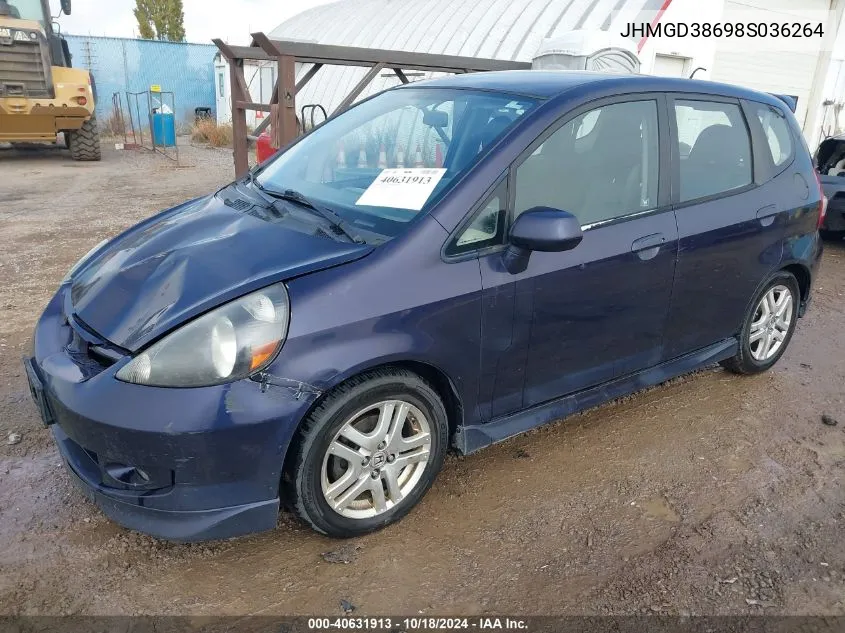 2008 Honda Fit Sport VIN: JHMGD38698S036264 Lot: 40631913