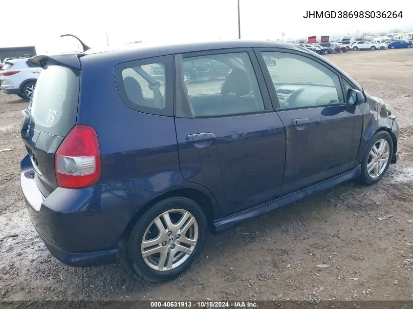 2008 Honda Fit Sport VIN: JHMGD38698S036264 Lot: 40631913