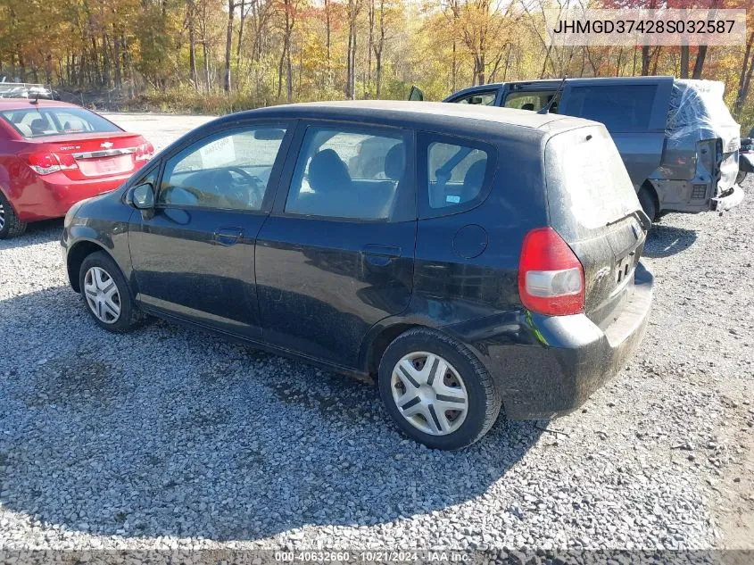 2008 Honda Fit VIN: JHMGD37428S032587 Lot: 40632660