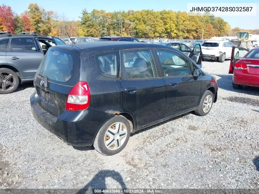 2008 Honda Fit VIN: JHMGD37428S032587 Lot: 40632660