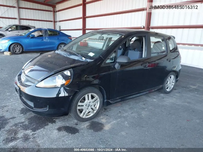 2008 Honda Fit Sport VIN: JHMGD38648S016312 Lot: 40653566