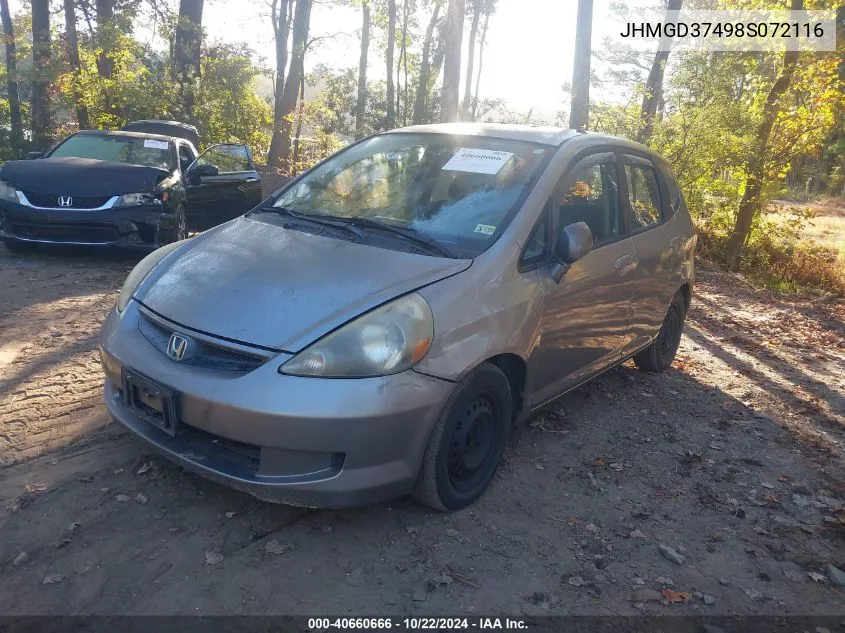 2008 Honda Fit VIN: JHMGD37498S072116 Lot: 40660666