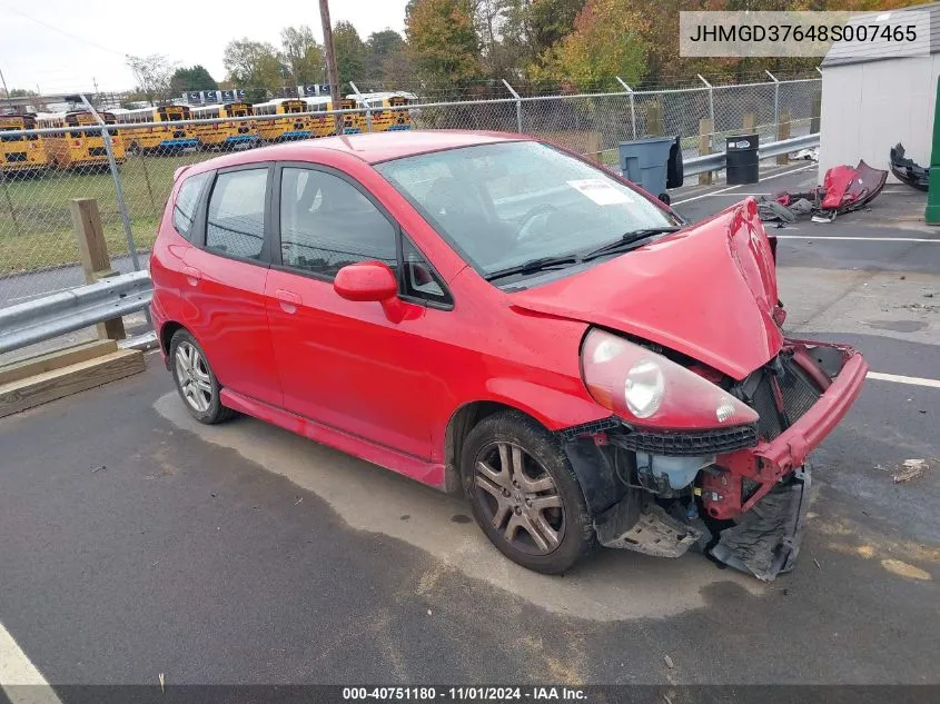 2008 Honda Fit Sport VIN: JHMGD37648S007465 Lot: 40751180