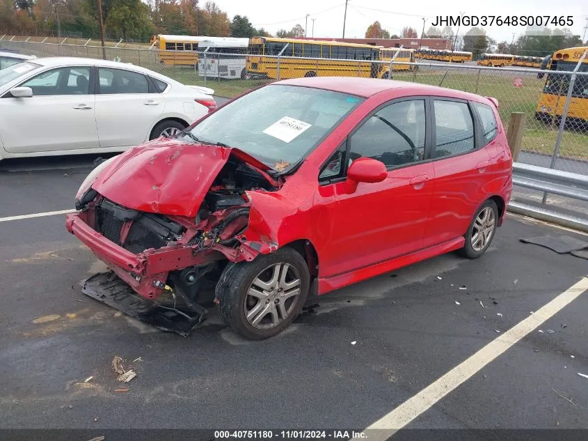 2008 Honda Fit Sport VIN: JHMGD37648S007465 Lot: 40751180