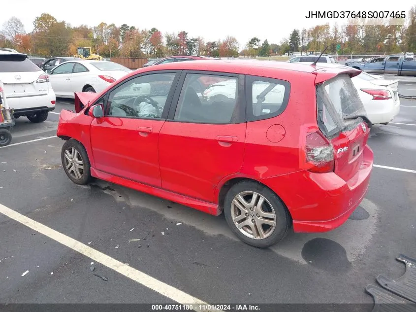 2008 Honda Fit Sport VIN: JHMGD37648S007465 Lot: 40751180