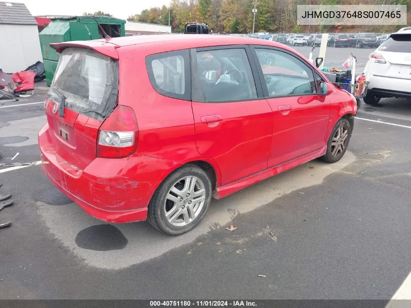 2008 Honda Fit Sport VIN: JHMGD37648S007465 Lot: 40751180