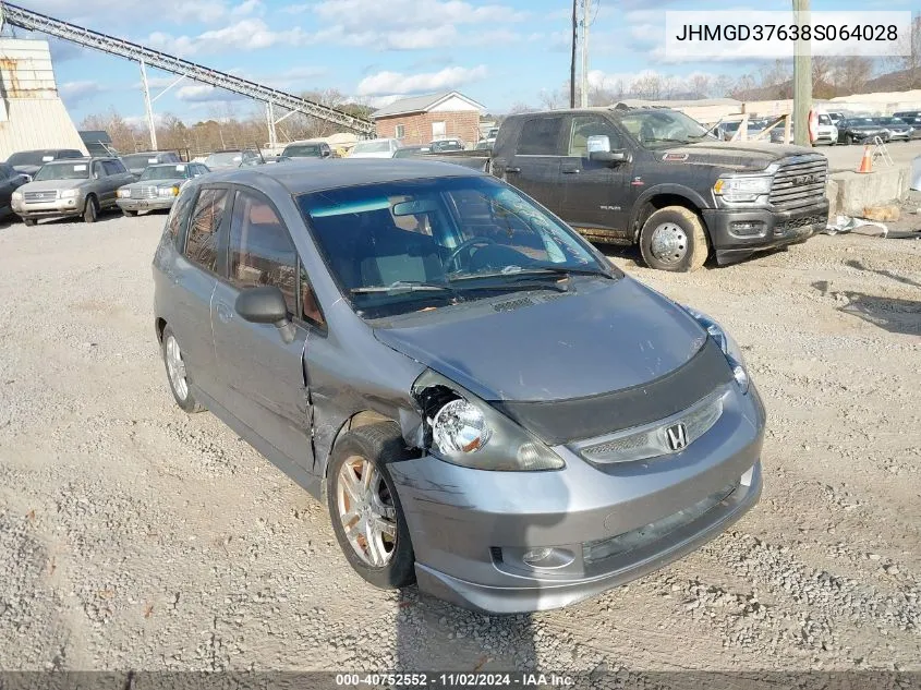 2008 Honda Fit Sport VIN: JHMGD37638S064028 Lot: 40752552