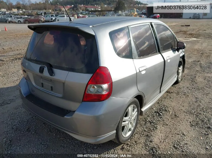 2008 Honda Fit Sport VIN: JHMGD37638S064028 Lot: 40752552