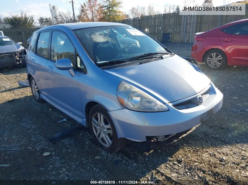 2008 Honda Fit Sport VIN: JHMGD38618S057514 Lot: 40758519