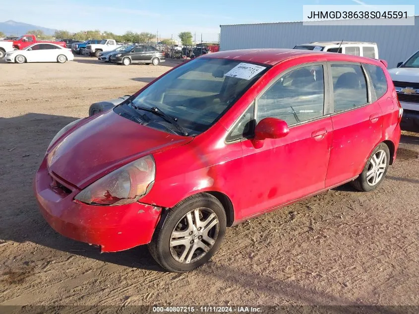 2008 Honda Fit Sport VIN: JHMGD38638S045591 Lot: 40807215