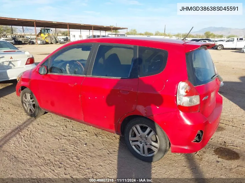 2008 Honda Fit Sport VIN: JHMGD38638S045591 Lot: 40807215