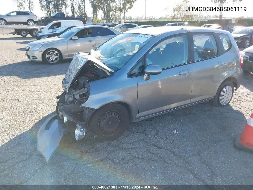 2008 Honda Fit VIN: JHMGD38468S061119 Lot: 40821303