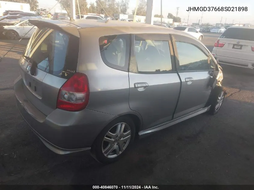 2008 Honda Fit Sport VIN: JHMGD37668S021898 Lot: 40846070