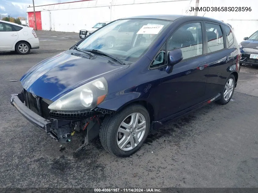 2008 Honda Fit Sport VIN: JHMGD38658S028596 Lot: 40861957