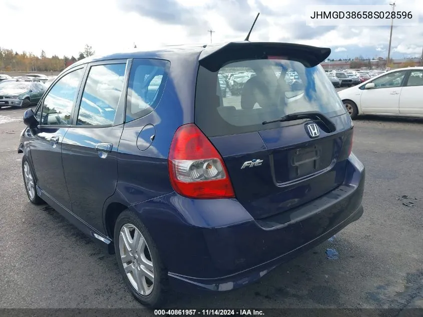 2008 Honda Fit Sport VIN: JHMGD38658S028596 Lot: 40861957