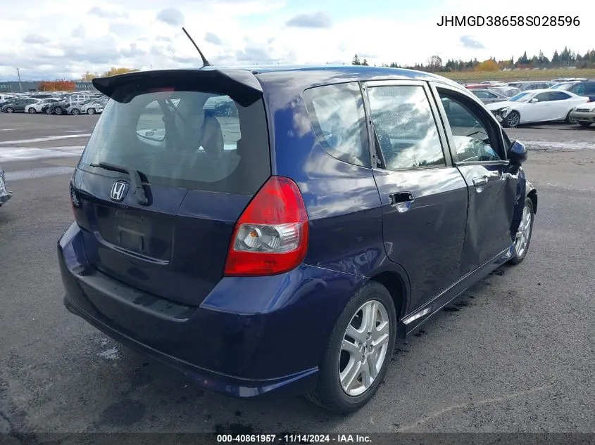 2008 Honda Fit Sport VIN: JHMGD38658S028596 Lot: 40861957