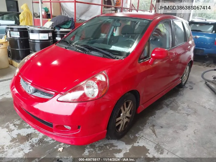 2008 Honda Fit Sport VIN: JHMGD38638S067414 Lot: 40875817