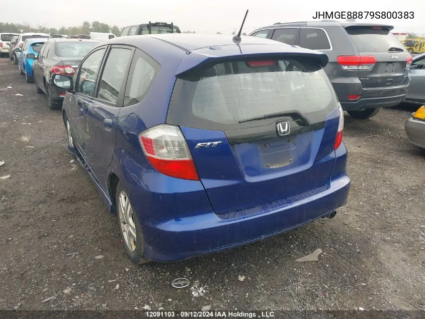 2009 Honda Fit VIN: JHMGE88879S800383 Lot: 12091103