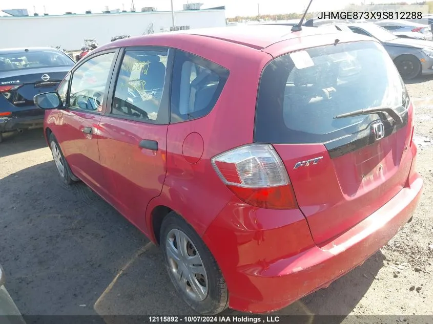 2009 Honda Fit Dx-A VIN: JHMGE873X9S812288 Lot: 12115892