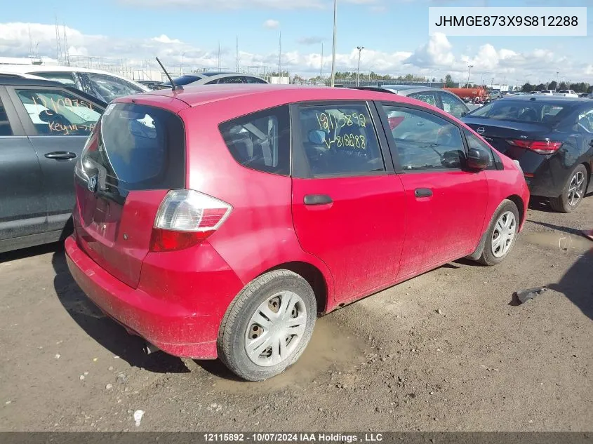 2009 Honda Fit Dx-A VIN: JHMGE873X9S812288 Lot: 12115892