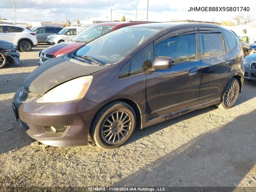 2009 Honda Fit VIN: JHMGE888X9S801740 Lot: 12146912