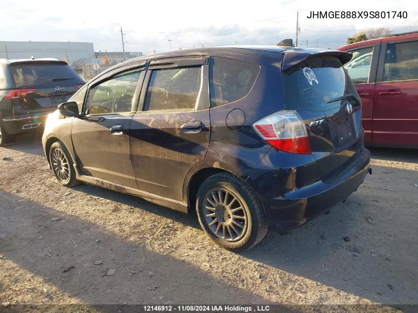 2009 Honda Fit VIN: JHMGE888X9S801740 Lot: 12146912