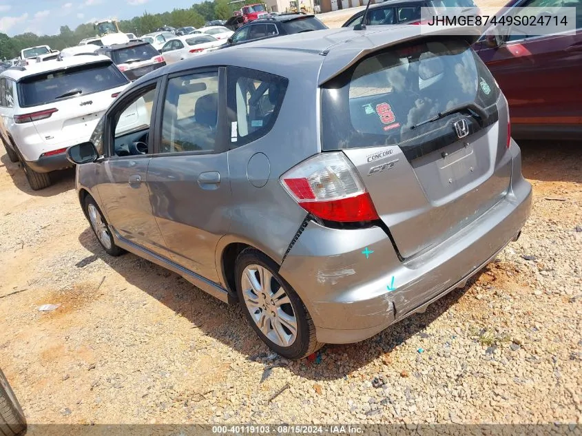 2009 Honda Fit Sport VIN: JHMGE87449S024714 Lot: 40119103