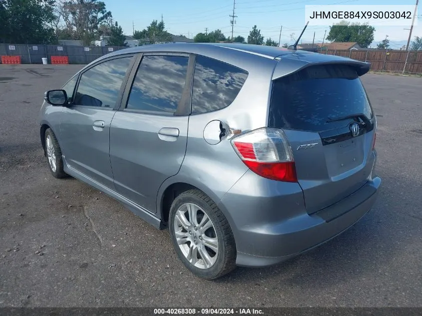 JHMGE884X9S003042 2009 Honda Fit Sport