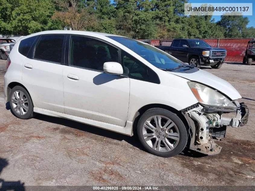 2009 Honda Fit Sport VIN: JHMGE88489C001137 Lot: 40296925