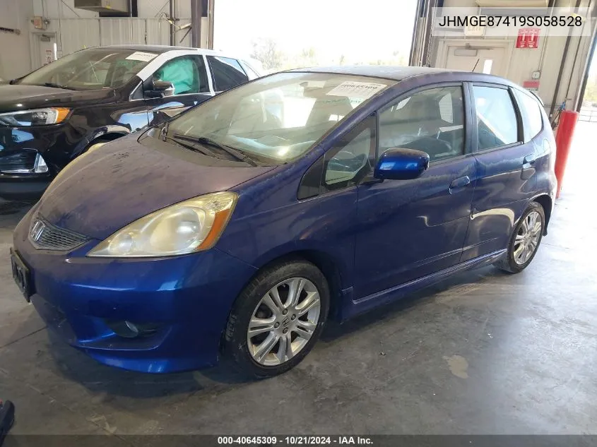 2009 Honda Fit Sport VIN: JHMGE87419S058528 Lot: 40645309