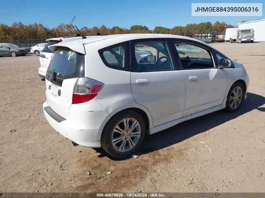 2009 Honda Fit Sport VIN: JHMGE88439S006316 Lot: 40679626