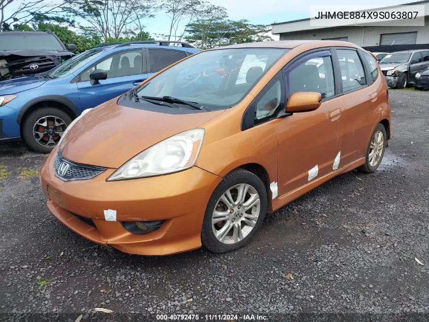 2009 Honda Fit Sport VIN: JHMGE884X9S063807 Lot: 40792475