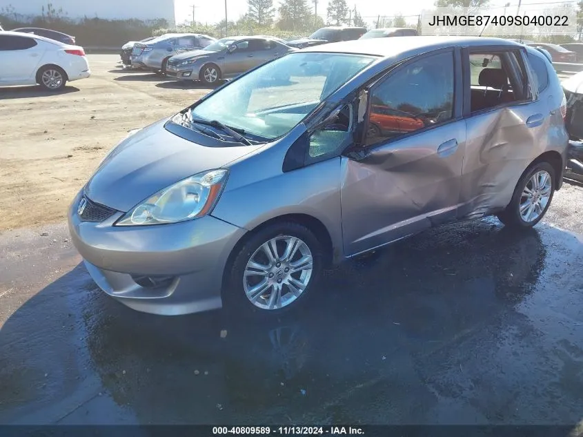 2009 Honda Fit Sport VIN: JHMGE87409S040022 Lot: 40809589