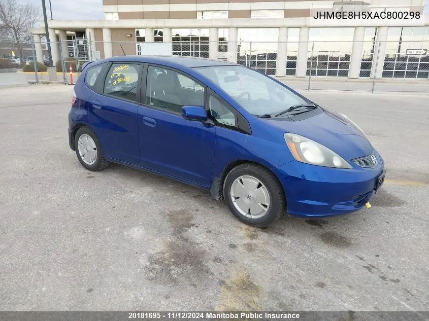 2010 Honda Fit Lx VIN: JHMGE8H5XAC800298 Lot: 20181695