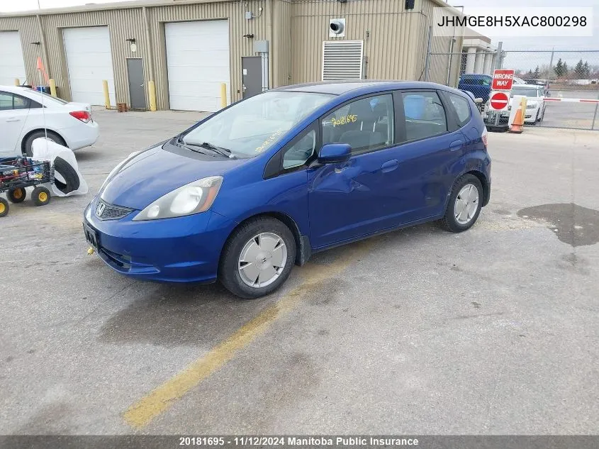 2010 Honda Fit Lx VIN: JHMGE8H5XAC800298 Lot: 20181695