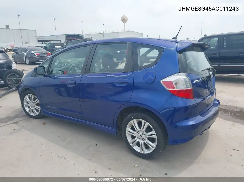 JHMGE8G45AC011243 2010 Honda Fit Sport