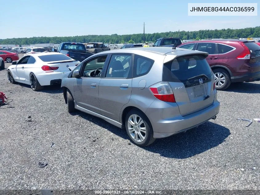 2010 Honda Fit Sport VIN: JHMGE8G44AC036599 Lot: 39601921