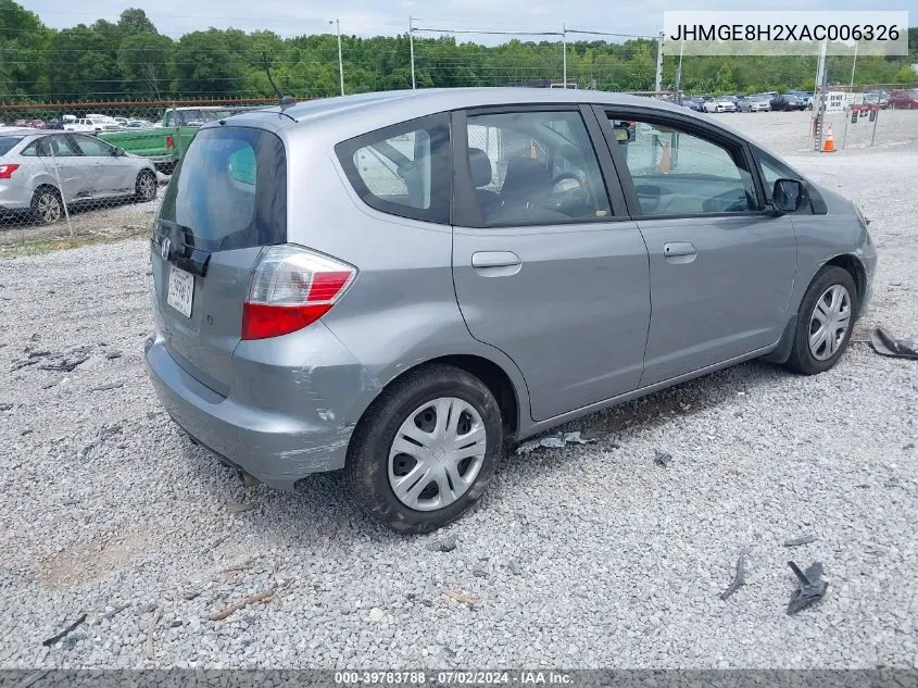 2010 Honda Fit VIN: JHMGE8H2XAC006326 Lot: 39783788