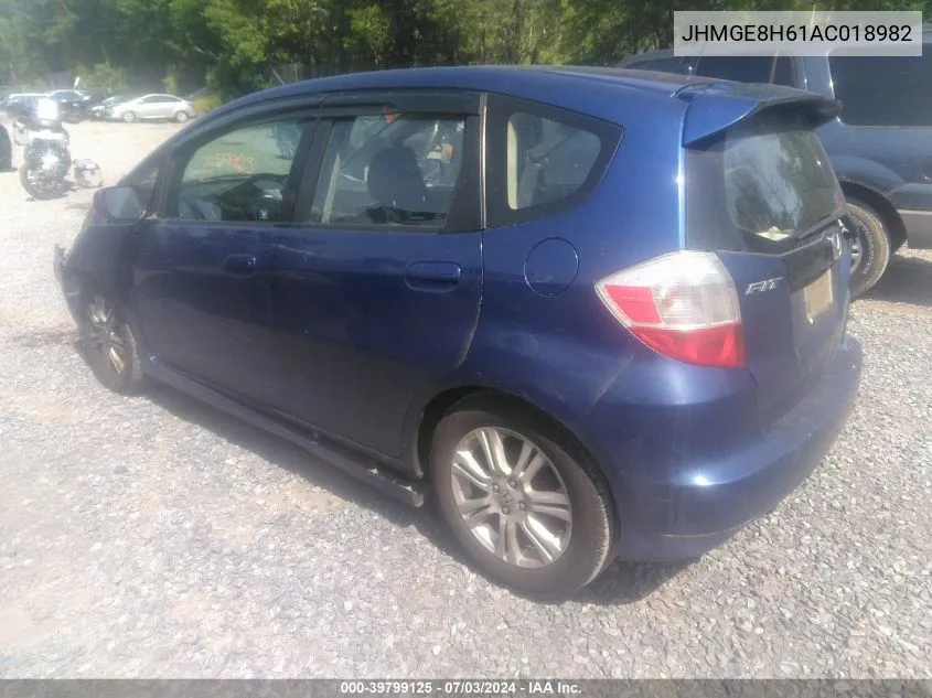 2010 Honda Fit Sport VIN: JHMGE8H61AC018982 Lot: 39799125