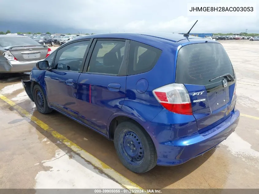 2010 Honda Fit VIN: JHMGE8H28AC003053 Lot: 39905055