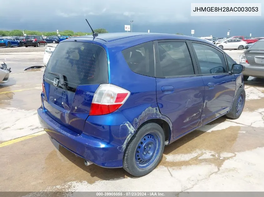 2010 Honda Fit VIN: JHMGE8H28AC003053 Lot: 39905055