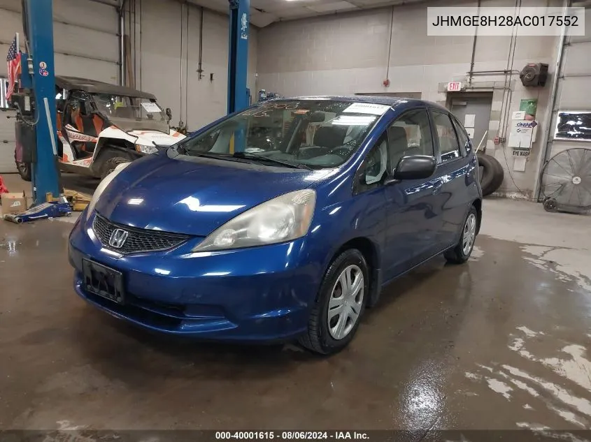 2010 Honda Fit VIN: JHMGE8H28AC017552 Lot: 40001615