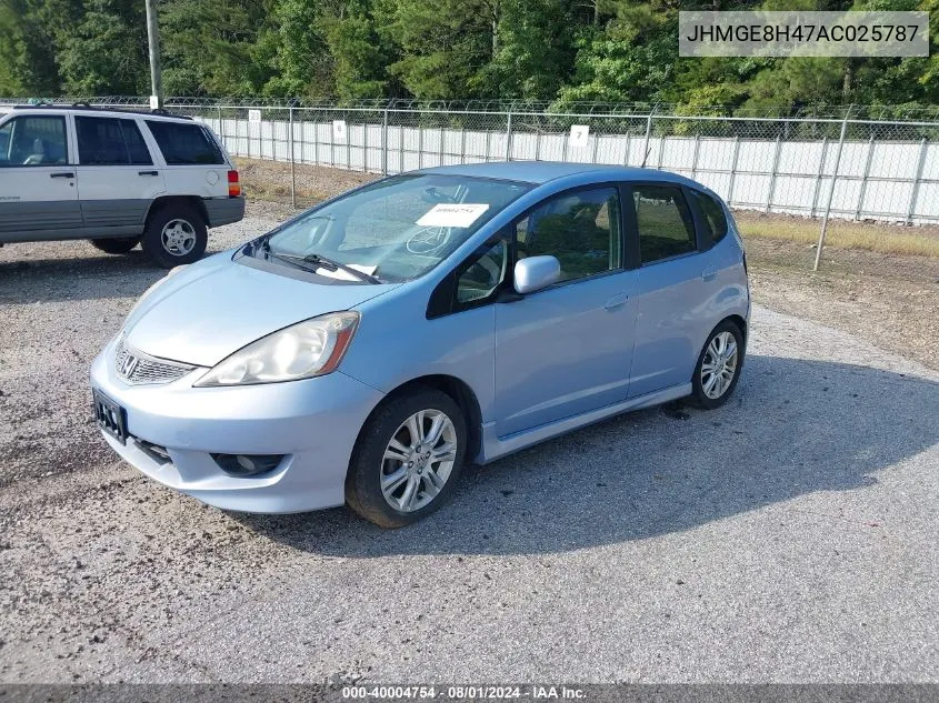 2010 Honda Fit Sport VIN: JHMGE8H47AC025787 Lot: 40004754