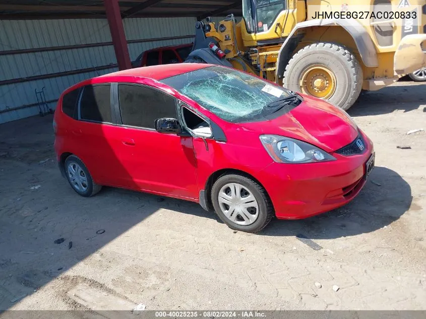 2010 Honda Fit VIN: JHMGE8G27AC020833 Lot: 40025235