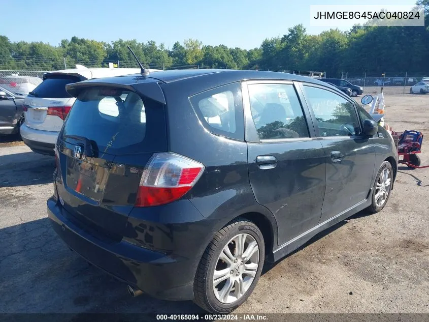 2010 Honda Fit Sport VIN: JHMGE8G45AC040824 Lot: 40165094