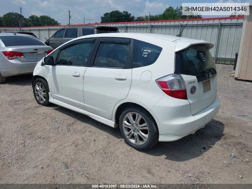 2010 Honda Fit Sport VIN: JHMGE8H42AS014346 Lot: 40193097